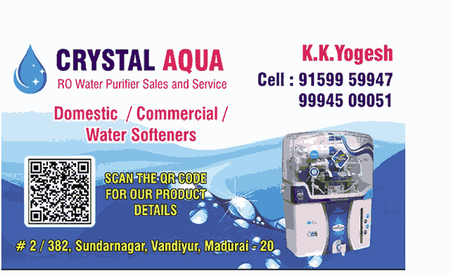 Crystal Aqua water dispenser dealers in Madurai